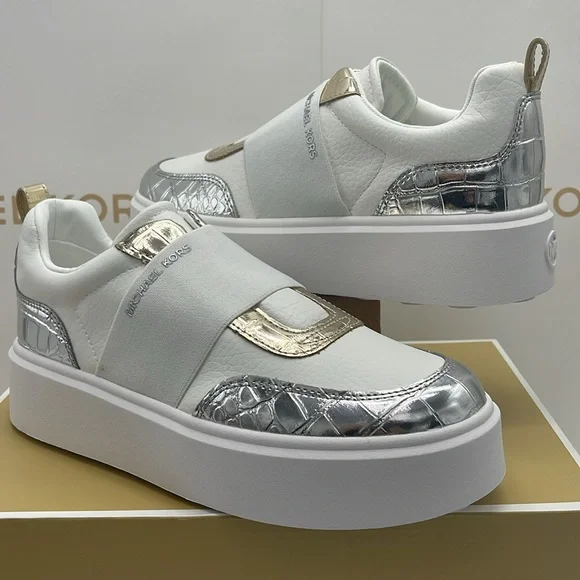 MICHAEL KORS Romey Mixed Media Slip-On Faux Tambled Platform Sneaker
Silver
New - Picture 8 of 16